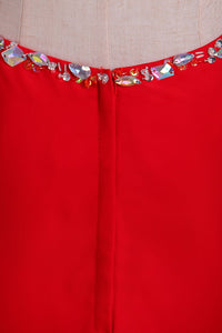 2024 Prom Dresses Sheath Split Front Floor Length One Shoulder Color Red