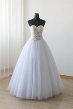 Load image into Gallery viewer, Pretty Lace Up White Ball Gown Beading Princess Dresses Wedding Dresses
