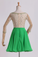 2024 Bateau A Line Short/Mini 3/4 Length Sleeve Prom Dress With Beaded Tulle Bodice And Chiffon Skirt