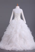 Load image into Gallery viewer, 2024 Musilim Wedding Dresses A Line Sweetheart Organza With Beads &amp; Applique