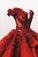 Modest Ball Gown Burgundy Lace Beading Princess Prom Dresses With Appliques