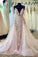 Sheath V-neck Lace Appliques Beaded Spaghetti Long Prom Dresses With Overskirt