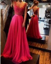 Load image into Gallery viewer, Pd407 Charming Appliques A-Line Prom Dress Chiffon Prom Dress Long Prom Dresses uk