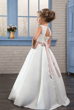 Load image into Gallery viewer, 2024 New Arrival Scoop With Beading&amp;Appliques Satin Flower Girl Dresses