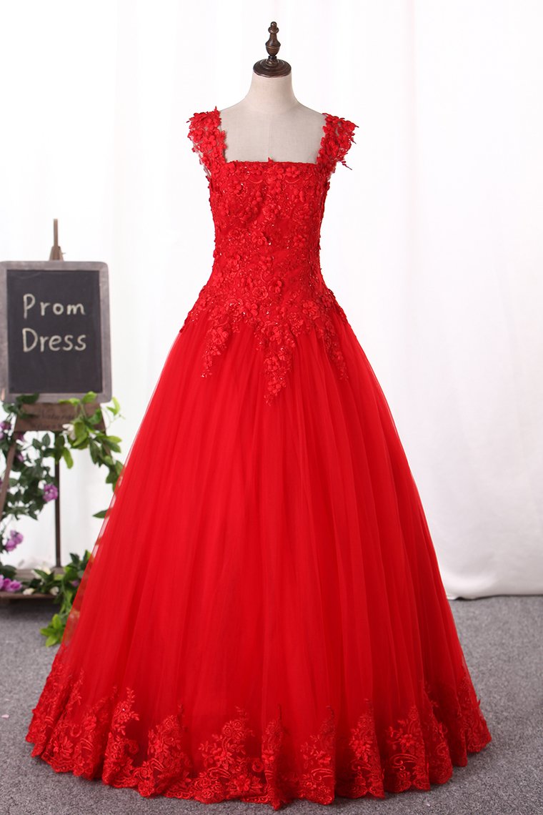 2023 Off-The-Shoulder Prom Dresses Ball Gown Tulle With Applique Zipper Back