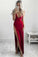 2024 New Arrival Sheath Straps Evening Dresses Stretch Satin With Slit