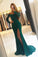 2024 Off The Shoulder Mermaid Long Sleeves Prom Dresses Lace With Slit Sweep Train