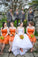 Pretty Short Orange Chiffon Open Back Sweetheart Bridesmaid Dresses