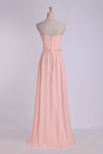 Load image into Gallery viewer, 2024 Sweetheart A Line Prom Dress With Sash Pick Up Long Chiffon Skirt