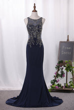 Load image into Gallery viewer, 2023 Chiffon Mermaid Prom Dresses Scoop With Beading Floor Length