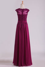 Load image into Gallery viewer, 2024 Evening Dresses Scoop A-Line Chiffon With Applique And Belt