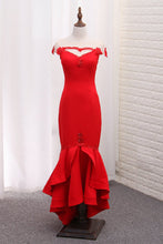 Load image into Gallery viewer, 2024 Scoop Mermaid Asymmetrical Prom Dresses Satin With Beads Zipper Up