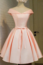Load image into Gallery viewer, 2023 Off The Shoulder A Line Homecoming Dresses Satin With Sash