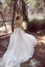 Load image into Gallery viewer, Princess Ivory Cap Sleeve Tulle Long Cheap Wedding Dresses