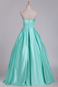 2024 Ball Gown Evening Gown Strapless Satin With Sash Floor Length