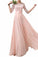 Lace Splice Chiffon Half Sleeve Floor Length Formal Bridesmaid Dresses