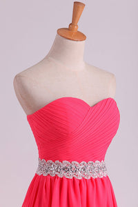 2024 New Arrival Prom Dresses Sweetheart Ruched Bodice With Beading Chiffon