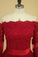 2024 A Line Boat Neck With Applique Long Sleeves Floor Length Prom Dresses Burgundy/Maroon