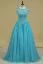 Load image into Gallery viewer, 2024 Open Back Scoop Beaded Bodice Tulle Quinceanera Dresses Floor Length