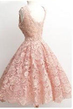 Load image into Gallery viewer, Vintage A-line Scalloped-Edge Knee-Length Lace Light Pink Prom Homecoming Dress RS874