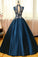 2024 Sexy Open Back High Neck Prom Dresses A Line Satin With Applique
