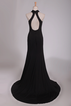 Load image into Gallery viewer, 2024 Prom Dresses Halter Open Back Sheath With Slit Spandex