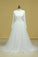 2024 Plus Size Long Sleeves Wedding Dresses Scoop A Line Tulle & Lace Sweep Train