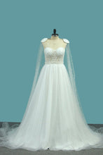 Load image into Gallery viewer, 2024 Sweetheart Wedding Dresses A Line Tulle With Beads Sweep Train
