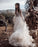 A Line Long Sleeves Ivory V Neck Beach Wedding Dresses with Lace Appliques, Bridal Dresses SRS15491