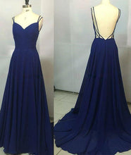 Load image into Gallery viewer, 2024 Custom Made Royal Blue Spaghetti Straps Sleeveless Backless Sweetheart Prom Dresses RS770