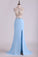 2023 Prom Dresses  Scoop Sheath Two Pieces Chiffon With Beading And Slit Sweep Train