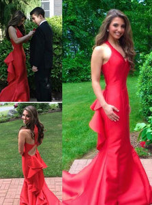 New Fashion Red with Straps Backless Prom Dress Open Backs Evening Formal Gowns RS163