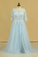 2024 Mother Of The Bride Dresses A Line Bateau Tulle With Applique And Sash Sweep Train Plus Size Light Sky Blue
