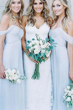 Load image into Gallery viewer, Mismatched Different Styles Chiffon Light Blue A Line Floor-Length Cheap Bridesmaid Dress RS684