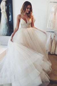 Summer Tulle V-Neck Garden Elegant Bridal Gowns Chiffon Wedding Gowns RS239