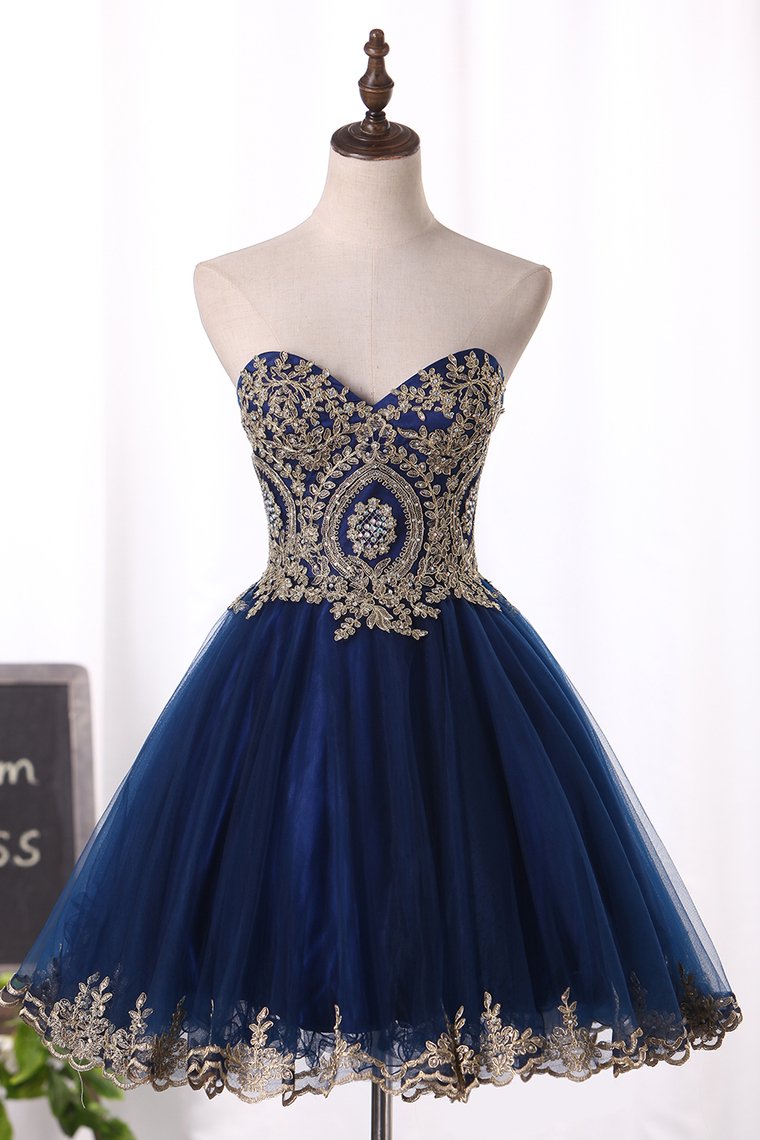 2024 Sweetheart A Line/Princess Tulle With Applique Homecoming Dresses