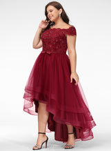 Load image into Gallery viewer, Cocktail Dresses Beading Dress Lace Bow(s) With Tulle A-Line Lace Jessie Off-the-Shoulder Asymmetrical Cocktail