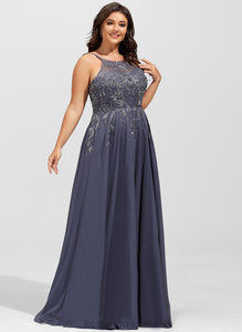 With Prom Dresses Scoop Floor-Length Stephany A-Line Chiffon Sequins Lace