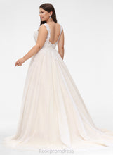 Load image into Gallery viewer, V-neck Ball-Gown/Princess Dress Kaelyn Tulle Court Wedding Dresses Wedding Train