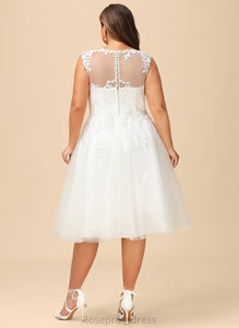 Ruffle Wedding Cailyn A-Line Illusion Lace Tulle Asymmetrical With Dress Wedding Dresses