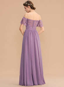 Neckline Length Fabric Off-the-Shoulder A-Line SplitFront Embellishment Silhouette Floor-Length Kiera Bridesmaid Dresses