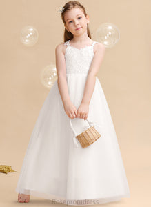 V-neck Beading/Bow(s) Sleeveless Dress - Flower Ball-Gown/Princess With Tulle/Lace Isabelle Girl Flower Girl Dresses Floor-length