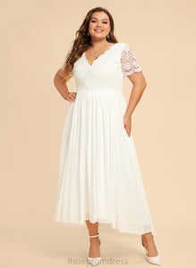 Dress Wedding Dresses Asymmetrical Wedding Lace With A-Line V-neck Morgan Chiffon
