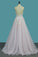 2023 A Line Organza Spaghetti Straps Wedding Dresses With Applique And Beads Open Back