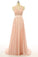 Peach Lace Backless Sexy Cheap V-Neck Halter Sleeveless A-Line Open Back Prom Dresses RS33