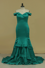 Load image into Gallery viewer, 2024 Prom Dresses Mermaid Off The Shoulder Sweep Train Satin