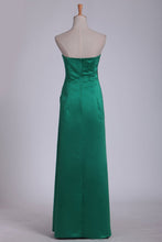 Load image into Gallery viewer, New Arrival Bridesmaid Dresses Strapless A Line Satin With Beads And Ruffles Floor Length
