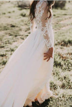 Load image into Gallery viewer, Long Sleeve Rustic Wedding Dresses Lace Appliqued Ivory Beach Wedding Dress