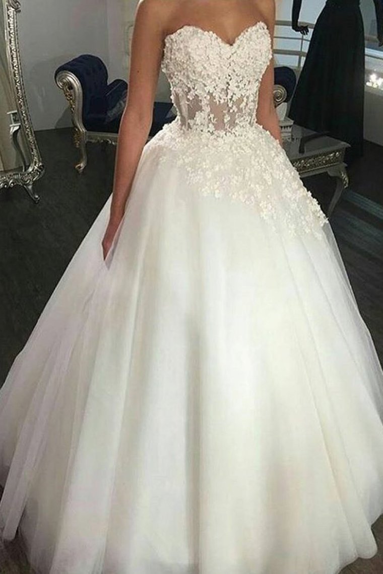 2024 New Arrival Wedding Dresses A-Line Sweetheart Tulle With Applique