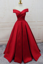 Load image into Gallery viewer, Gorgeous Red Off-the-Shoulder Floor-Length Satin Sweetheart Long Lace up Prom Dresses RS374